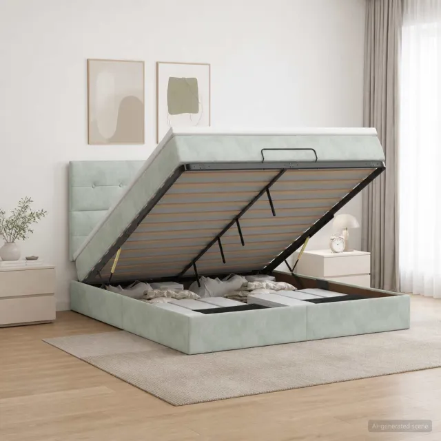 vidaXL Ottoman bed met matras Lichtgrijs 140 x 200 cm Fluweel