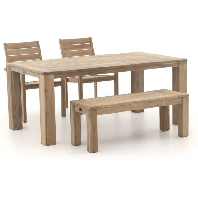 ROUGH Furniture ROUGH-S/ROUGH-X 180cm dining tuinset met bank 4-delig stapelbaar bruin, foto 2