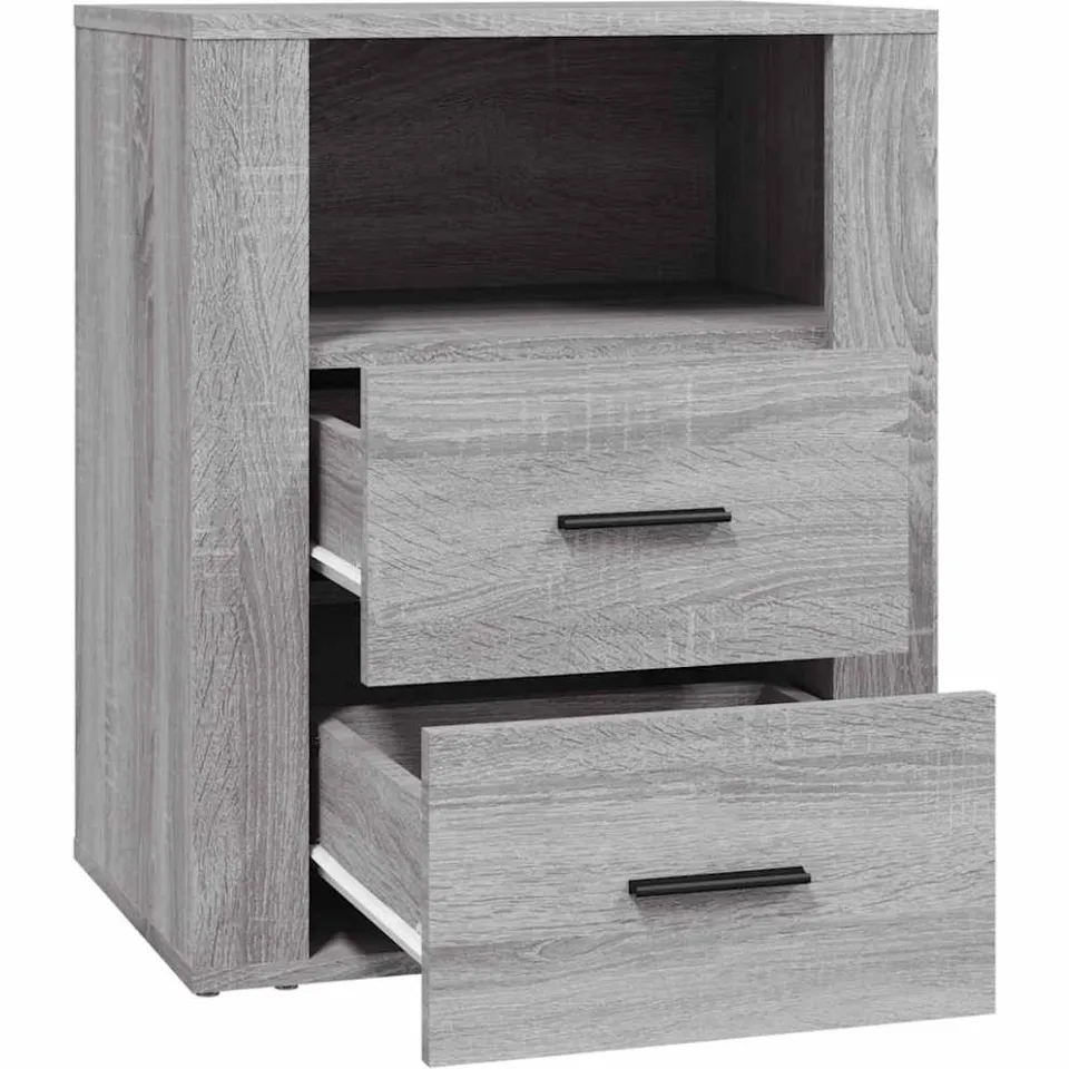 vidaXL Nachtkastje 50x36x60 cm bewerkt hout grijs sonoma eikenkleurig, foto 4