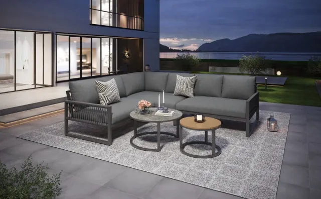 Zubaliya Tuinlounge Set 6-7 Persoons - Hoekbank met Verzinkt IJzeren Frame - Verstelbare Poten - Inclusief Alle Zit- en Rugkussens - Grijs - Ideaal voor Tuin, Terras & Balkon