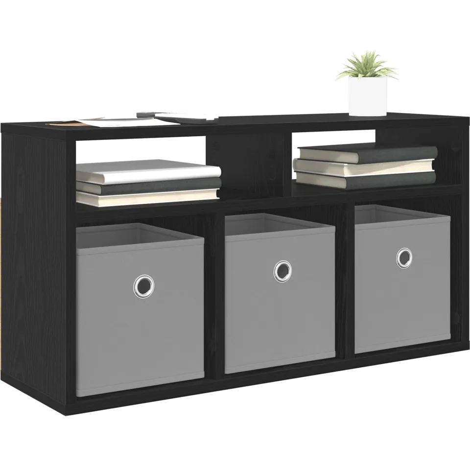 vidaXL Laagkast met lade Zwart Eiken 72 x 22,5 x 38 cm