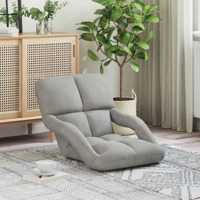 vidaXL Verstelbare vlo stoelen Lichtgrijs Fluweel, foto 2