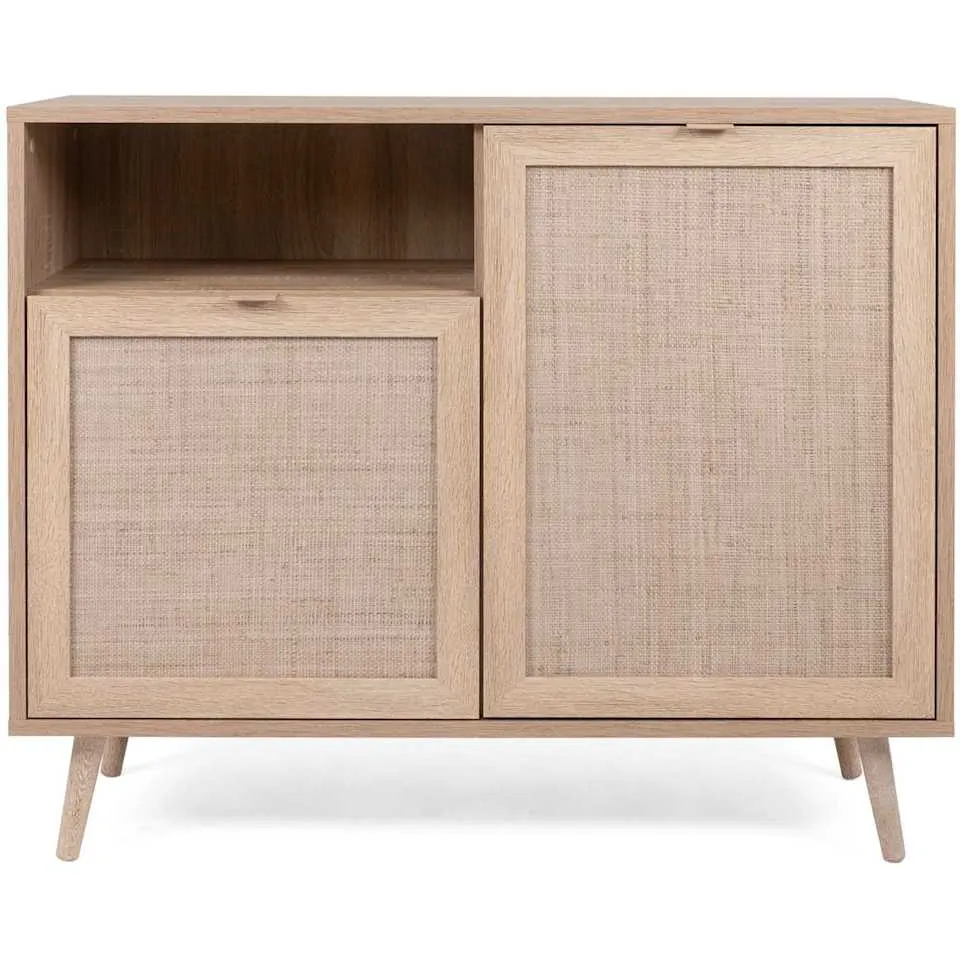 Finori Kast Bali 01A sonoma eikenkleurig en rietprint Beige
