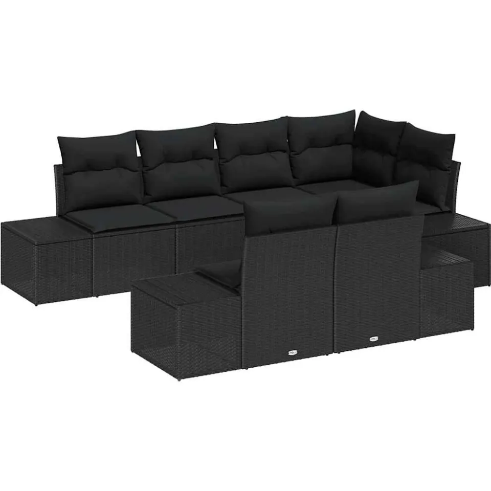 vidaXL Tuin Sofa Set 7 st Zwart poly rattan