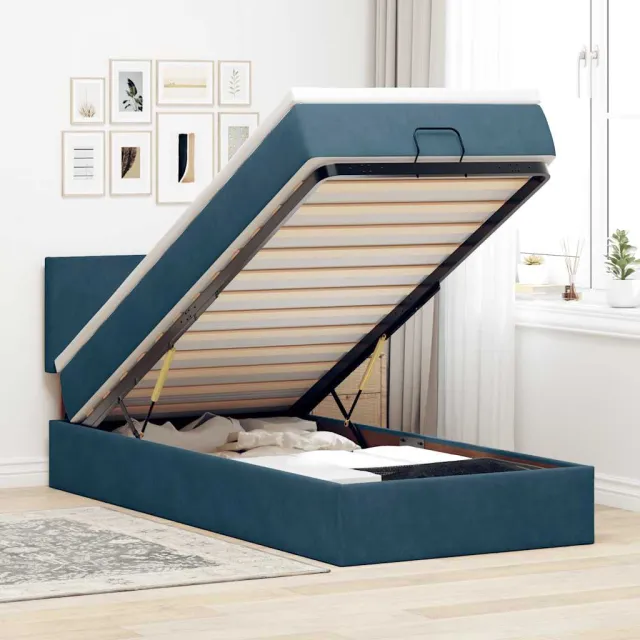 vidaXL Ottoman bed met matras 80x200cm fluweel donkerblauw blauw