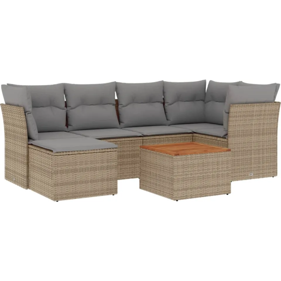 vidaXL Patio Sofa Set 7-zits Mix Beige en Lichtgrijs, foto 3