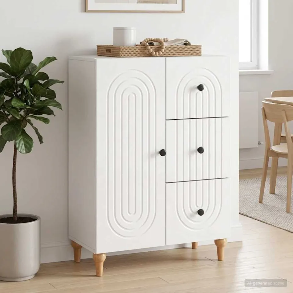 vidaXL Dressoir met lade Hoogglans Wit 66 x 34,5 x 90 cm Bewerkt hout, foto 3