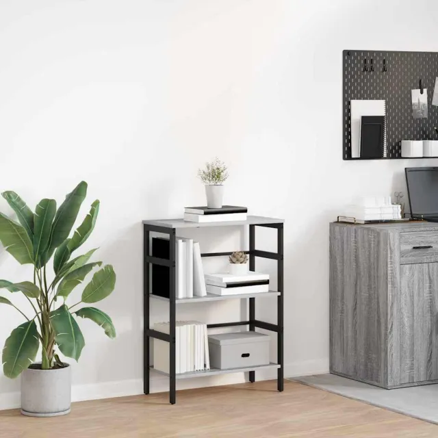 vidaXL Boekenkast 2-laags 60 x 29,5 x 81 cm Bewerkt hout Grijs Sonoma, foto 2