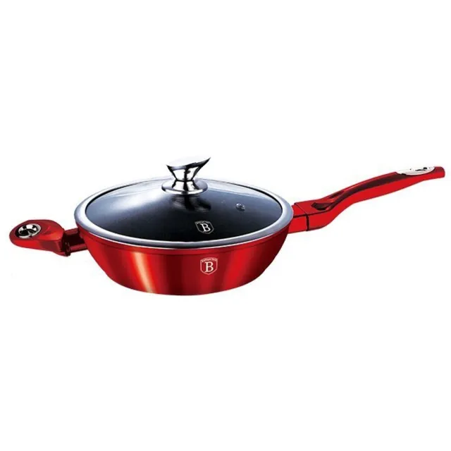 Berlinger Haus Metallic Serie - Graniet Koekenpan - 28cm - Rode Metalen Glans - Soft-Touch Handvat Rood