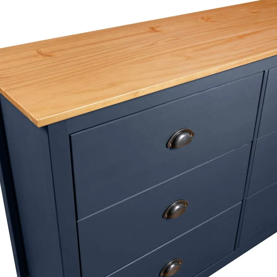 vidaXL Dressoir Hill 125x40x80 cm massief grenenhout grijs, foto 4