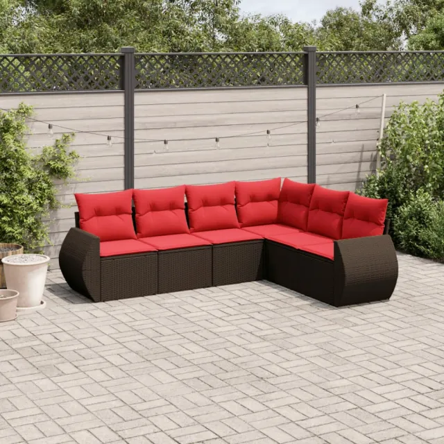 vidaXL 6-delige tuinbankset met kussens, bruin polyrotan, foto 2