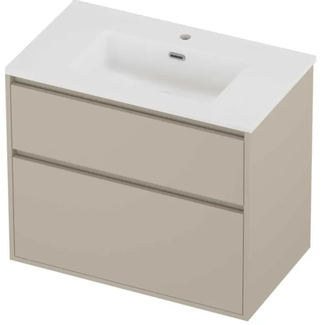Proline Tribute Badmeubelset Porselein Elegant 1 Gat 80x46x67 cm Mat White Soft Linen Beige