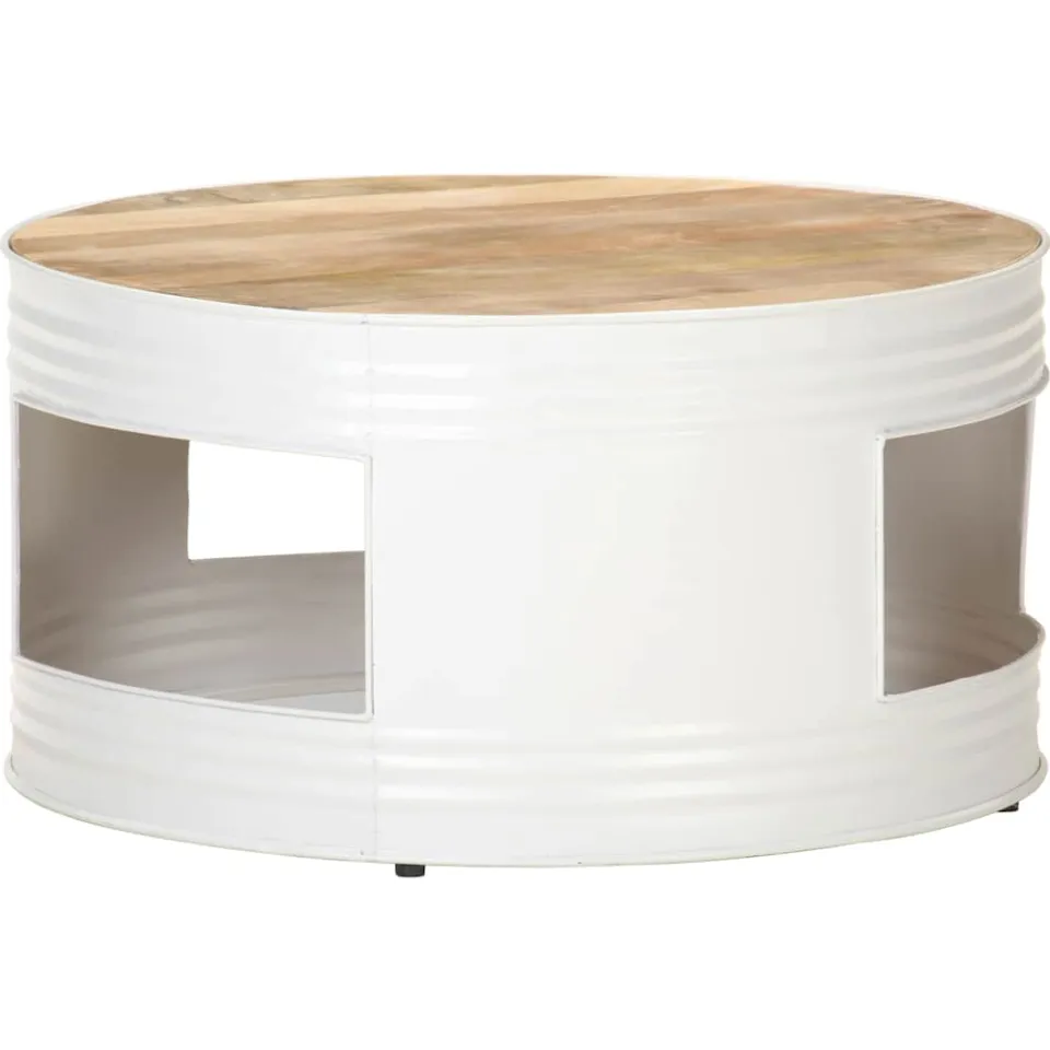 vidaXL Salontafel 68x68x36 cm massief mangohout wit, foto 2