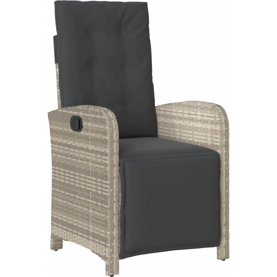 vidaXL 3-delige Bistroset met kussens poly rattan lichtgrijs