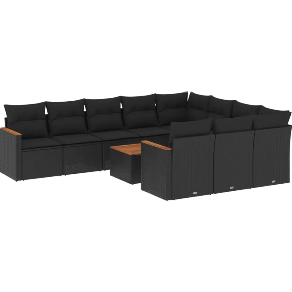 vidaXL Patio Sofa Set 10-zits Black, foto 3