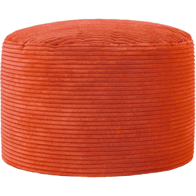 Icon Milano Poef - Ronde Zitzak Hocker - Ribfluweel - Terra-oranje