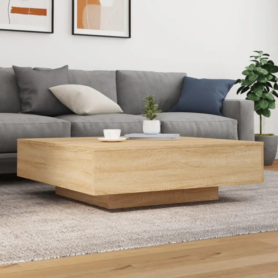 vidaXL Salontafel 100x100x31 cm bewerkt hout sonoma eikenkleurig, foto 2