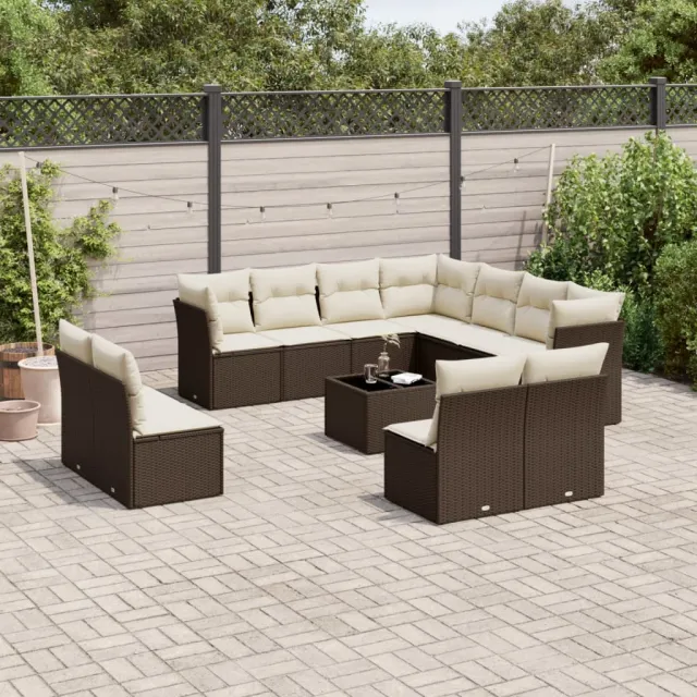 vidaXL 12-delige Loungeset met kussens poly rattan bruin, foto 2
