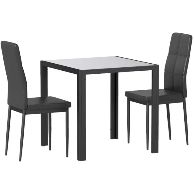 ZYLARO Eethoek - Eetgroep Met Eettafel En 2 Stoelen - Ruimtebesparende Eetkamergroep - Zitgroep - Zwart