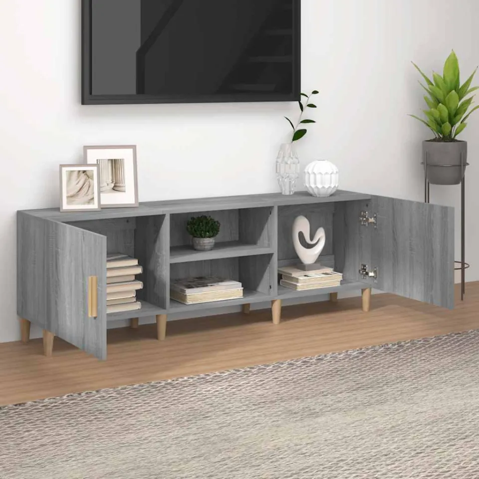 vidaXL Tv-meubel 150x30x50 cm bewerkt hout grijs sonoma eikenkleurig, foto 3