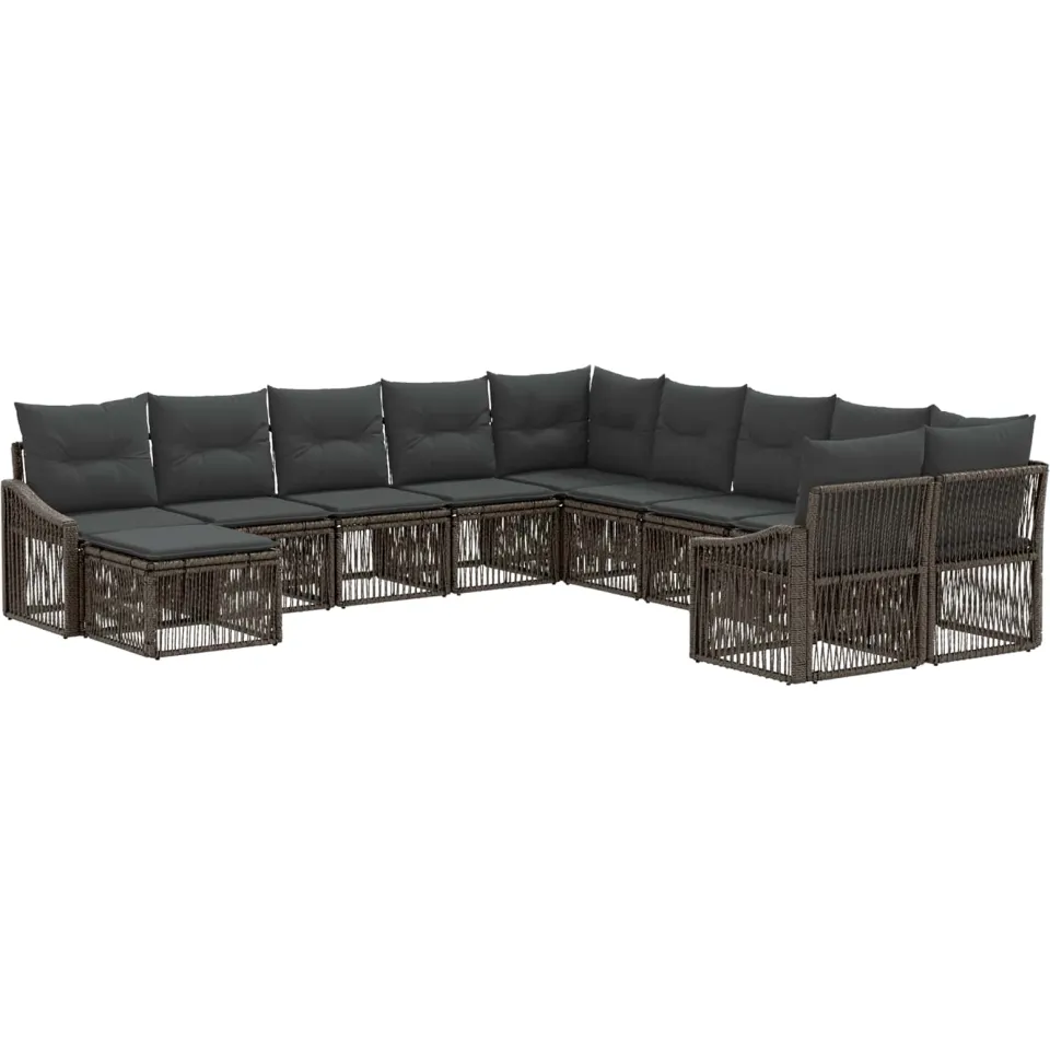 vidaXL Tuinbankenset 11 st 11-zits Grijs poly rattan, foto 3
