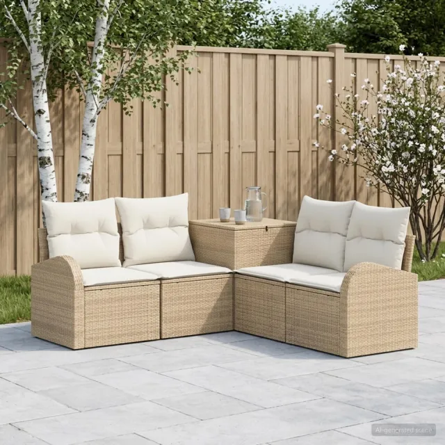 vidaXL Bankstel 5 st Beige en Crème Wit 179 x 179 x 85 cm