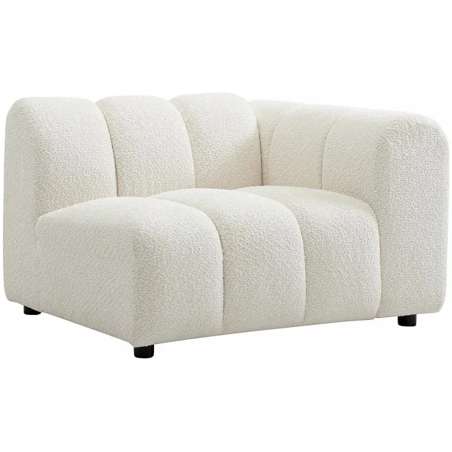 Vente-unique Fauteuil met rechtse rugleuning in gebroken witte boucléstof - Hoek rechts JUTINI