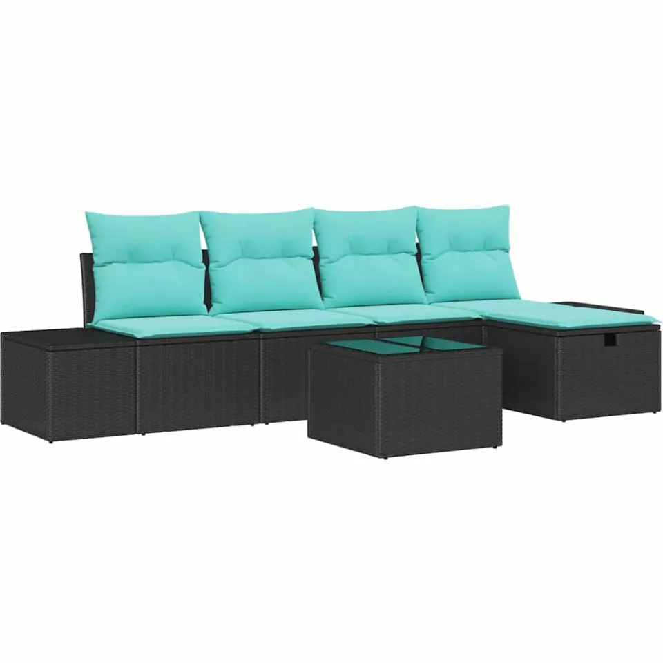vidaXL Bankstel 5 st poly rattan Zwart