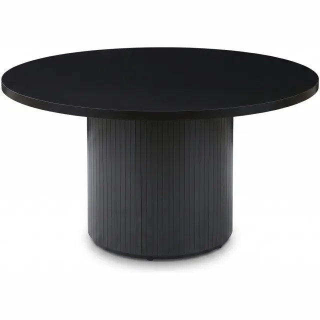 SensaHome Japandi 120cm Ronde Eettafel voor 4 Personen – Keukentafel met Houten Tafelblad – Ø120x75 cm – Zwart
