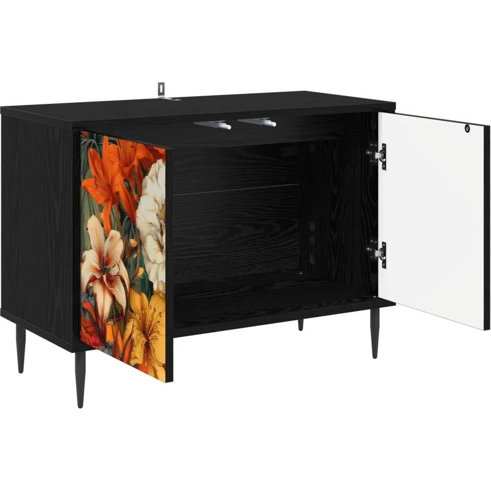 vidaXL Tv-meubel GENNEP 69 x 33 x 50,5 cm Zwart eiken Bewerkt hout