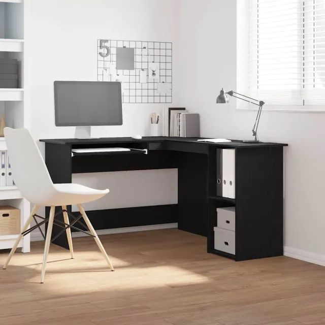 vidaXL Hoekbureau Zwart Eiken 120 x 140 x 75 cm Bewerkt hout