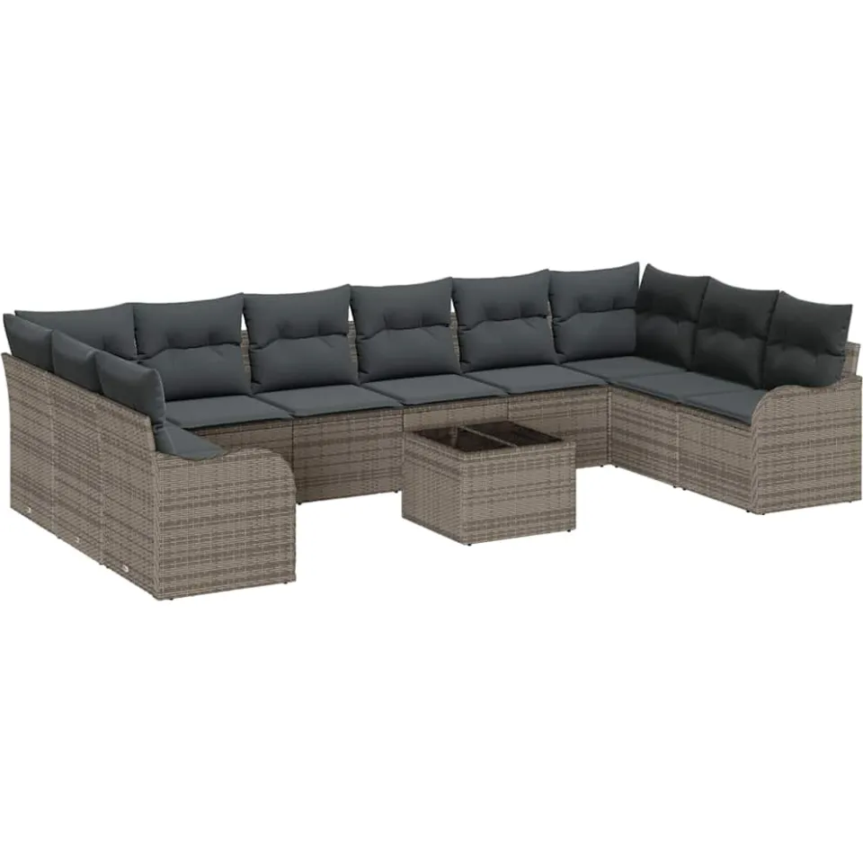 vidaXL Tuin Sofa Set 11 st Grijs poly rattan