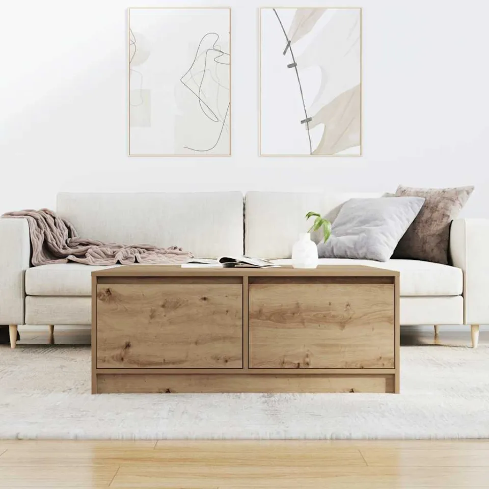 vidaXL Salontafel met lades 100x100x40 cm ambachtelijk eikenkleurig, foto 3