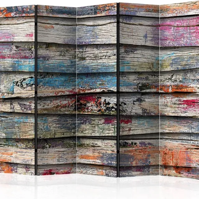karo-art Vouwscherm - Kleurrijk woud 225x172cm , gemonteerd geleverd, dubbelzijdig geprint (kamerscherm) Multikleur