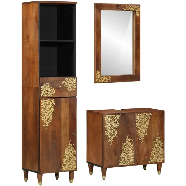 vidaXL Badkamerkastenset 3 st Honingbruin Massief Mango Hout