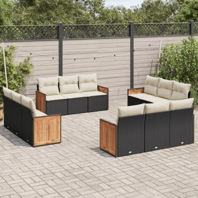 vidaXL 12-delige Loungeset met kussens poly rattan zwart, foto 2