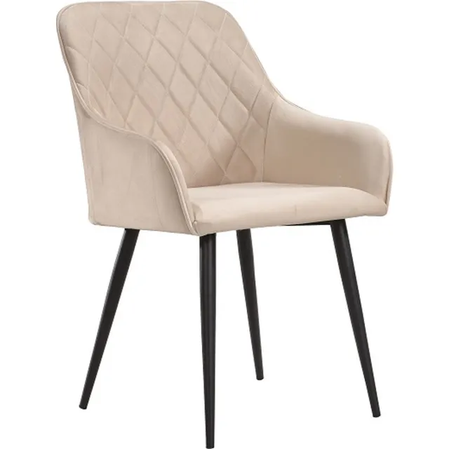 Soof&Tess - Set van 2 - Bergamo Eetkamerstoel - Beige - Fluweel - Velvet - Industrieel - Met armleuning - Easy Clean Stoffen - Hoge Kwaliteit