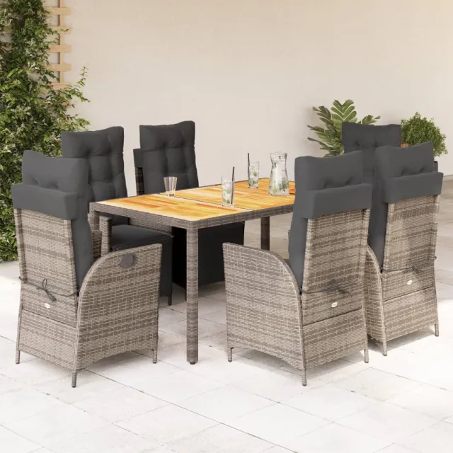 vidaXL 7-delige Tuinset met kussens poly rattan grijs, foto 2