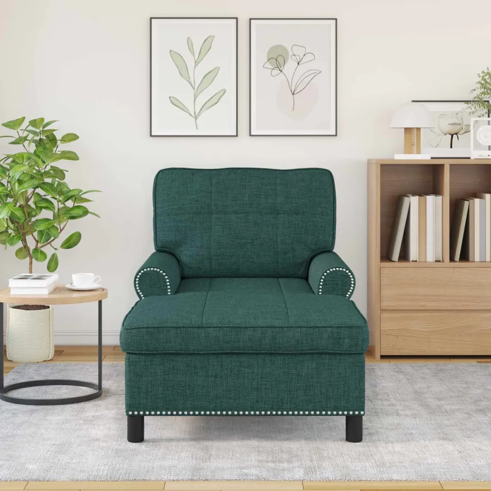 vidaXL Chaise Lounge Donkergroen Stof 91 x 157 x 91 cm groen, foto 3