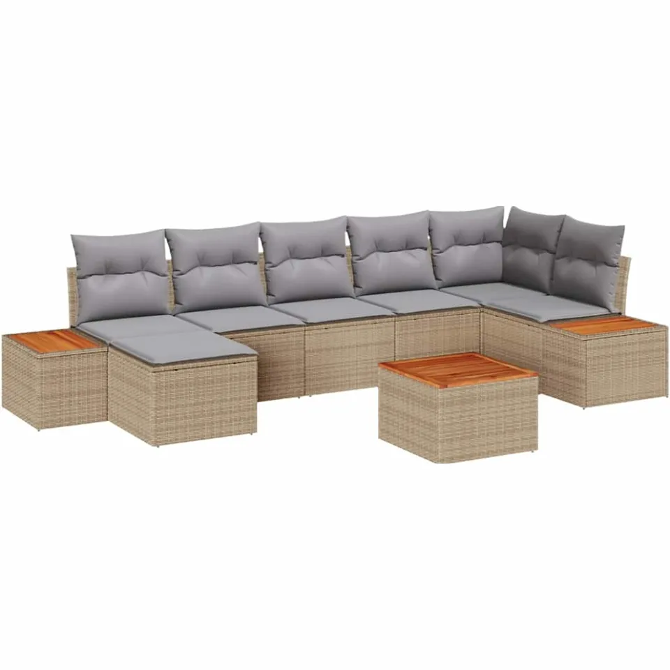 vidaXL Tuinbankenset 8 st Beige Poly riet