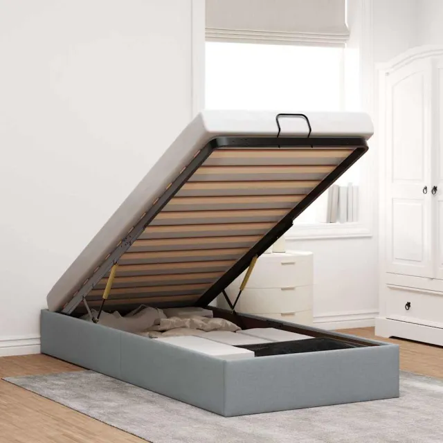 vidaXL Bedframe zonder matras 80x200 cm stof lichtgrijs grijs