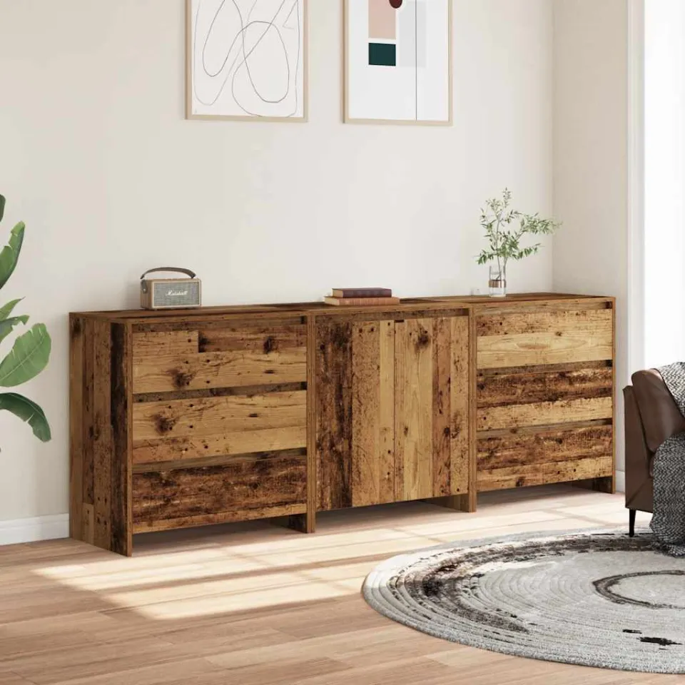 vidaXL 3-delige Dressoirs bewerkt hout oud houtkleurig bruin, foto 2