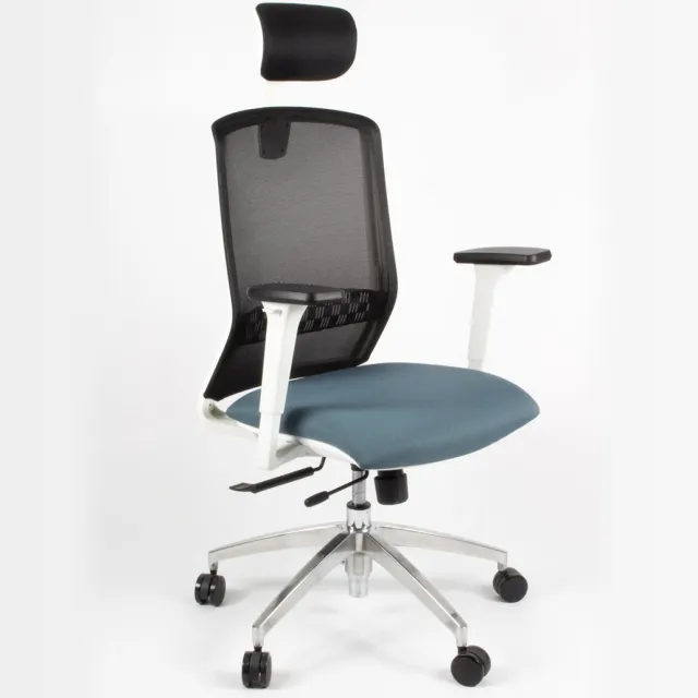 Maxima Linea bureaustoel Tekna White 01/PT - ergonomisch EN1335 - met hoofdsteun - multi verstelbaar - zwart/grijs