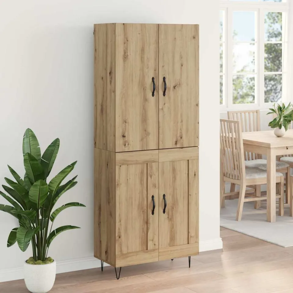 vidaXL Hoge kast 2 st Artisan Eiken 69,5 x 34 x 180 cm Bewerkt hout, foto 3
