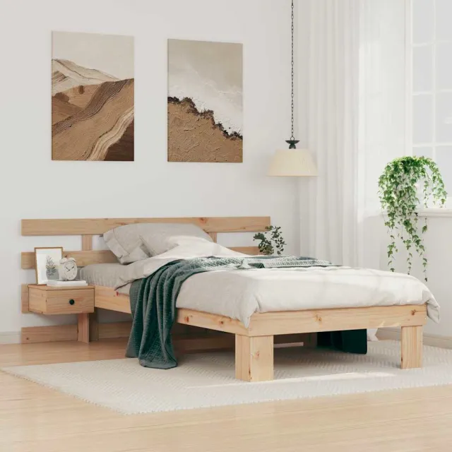 vidaXL Bedframe met hoofdeinde Bruin 90 x 190 cm Massief grenenhout