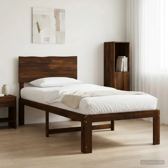 vidaXL Eenpersoonsbed met hoofdbord ROSTOCK Donkerbruin 80 x 200 cm bruin