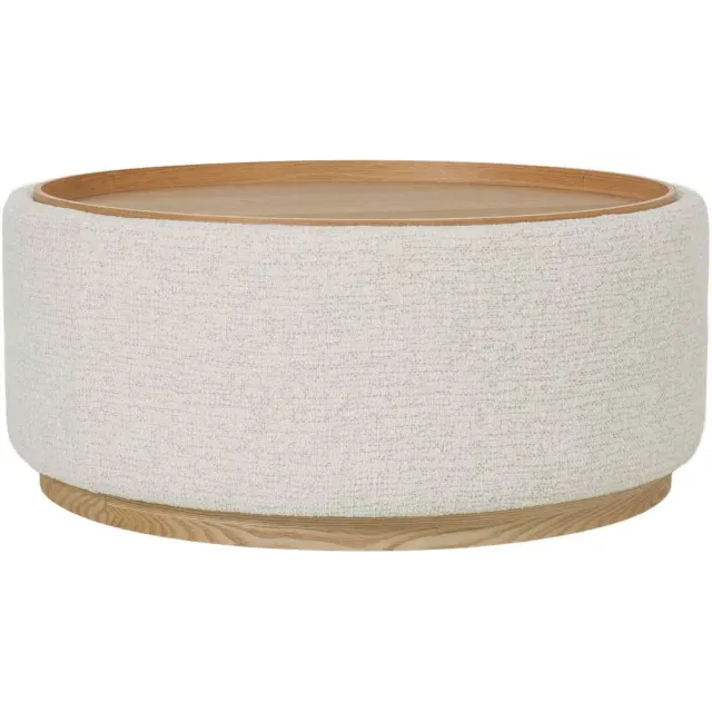 Giga Meubel Salontafel Marcia - Rond Beige/Naturel - Incl. Opbergruimte - Ø83cm