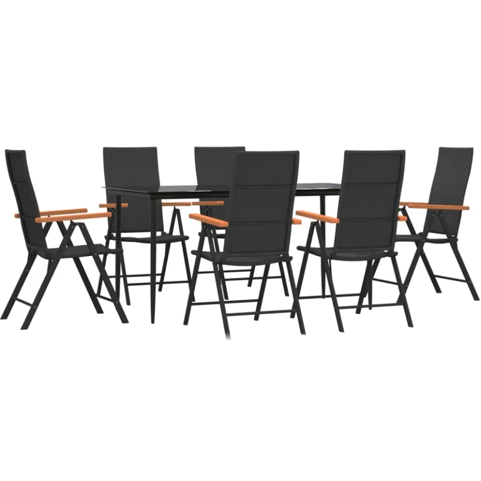 vidaXL 7-delige Tuinset poly rattan zwart en bruin