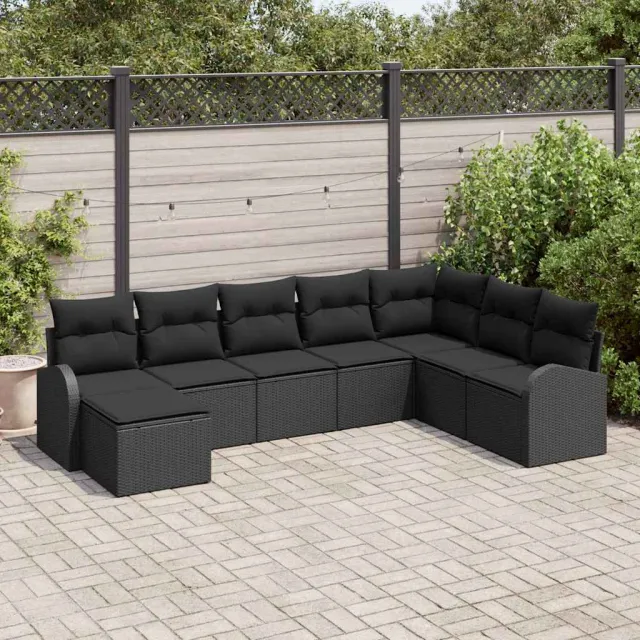 vidaXL Tuin Sofa Set 8 st Zwart [Synthetisch]: Poly Rattan