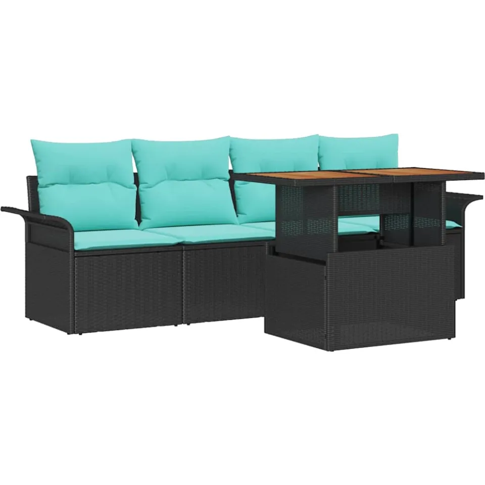 vidaXL Tuin Sofa Set 5 st Zwart Poly riet